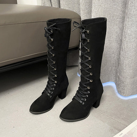 Plus Size Simple Lace Up Knight Boots Children's