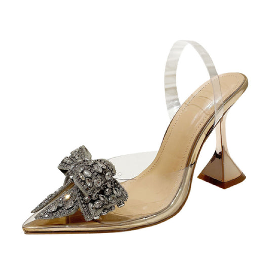Rhinestone Transparent High Heeled Sandals