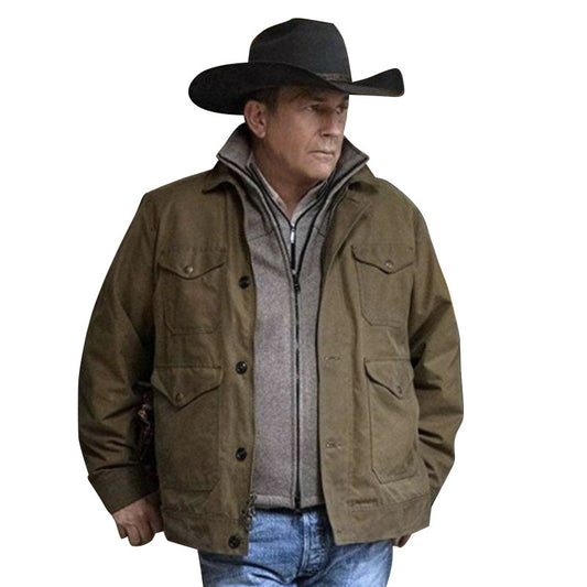Solid Color Multi-pocket Single-breasted Jacket Men's Jacket