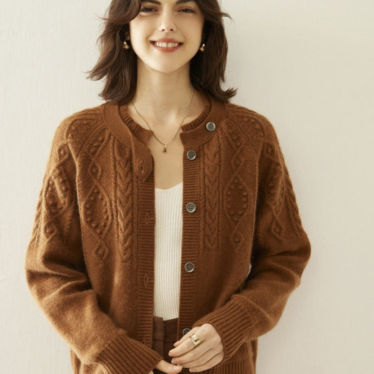 Cashmere Thick Knit Cardigan Women's Sweater