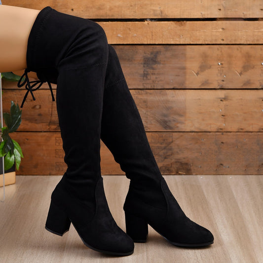 The Knee Plus Size Women's Slimming Elastic Heel Ankle Boots