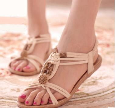summer new bohemian sandals women's shoes cross straps flattoe students beach shoes