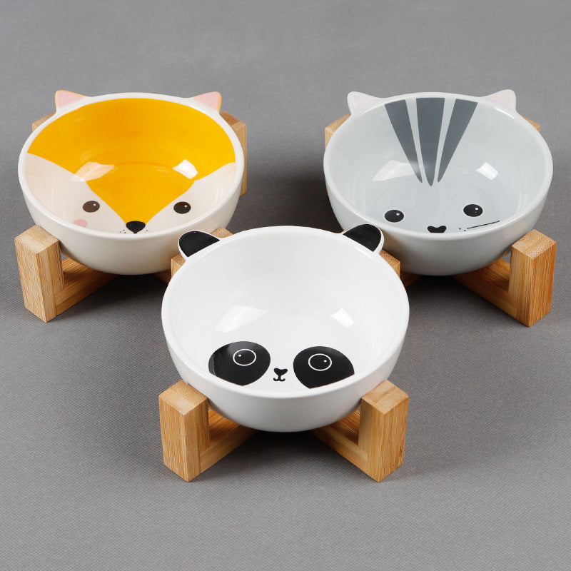 Elevated ceramic cat bowl
