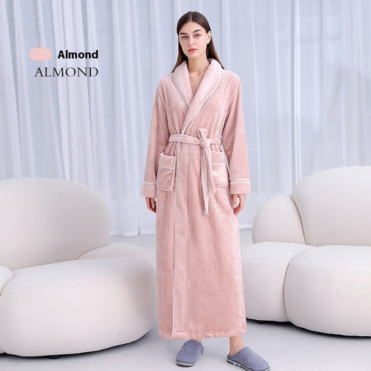 Extended Autumn And Winter Coral Fleece Bathrobe