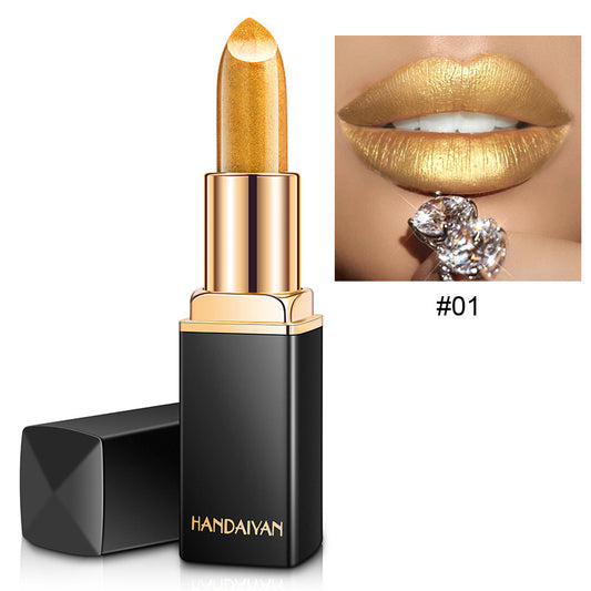 Shiny Metallic Lipstick Pearlescent Color Temperature Change Lipstick Gilt Lipsticks