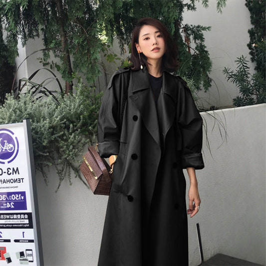 Windbreaker Women'S Mid-Length Autumn Style Korean Casual Jacket Early Autumn