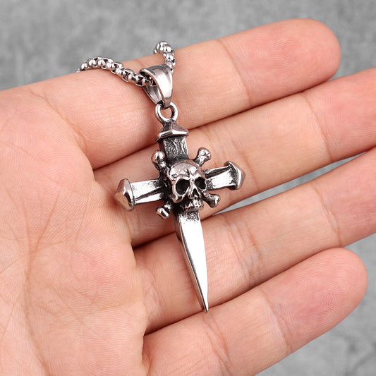 Alloy Skull Cross Pendant | Unique Gothic Jewelry Gift