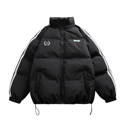 Thick Warm Striped Bread Coat Cotton Puffer Jacket