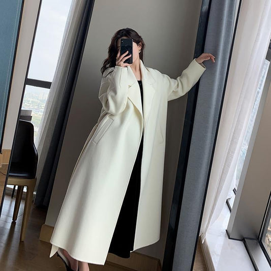 White Woolen Coat Women Autumn And Winter Temperament In The Long And Small