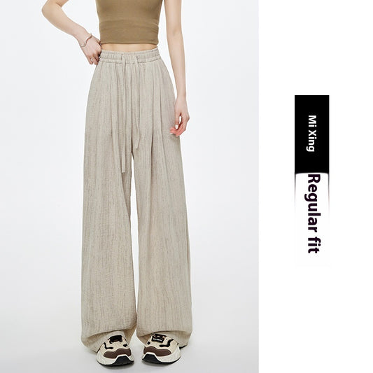 High Waist Drawstring Texture Feeling Lazy American Casual Mopping Pants