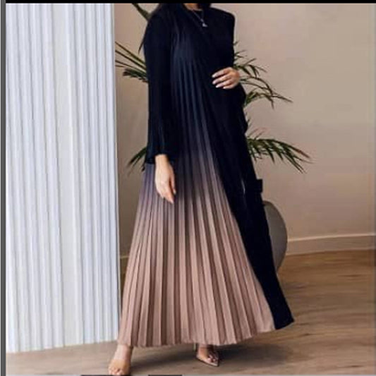 Women's Trench Coat Autumn Fashion Printed Gradient Color Bell Sleeve