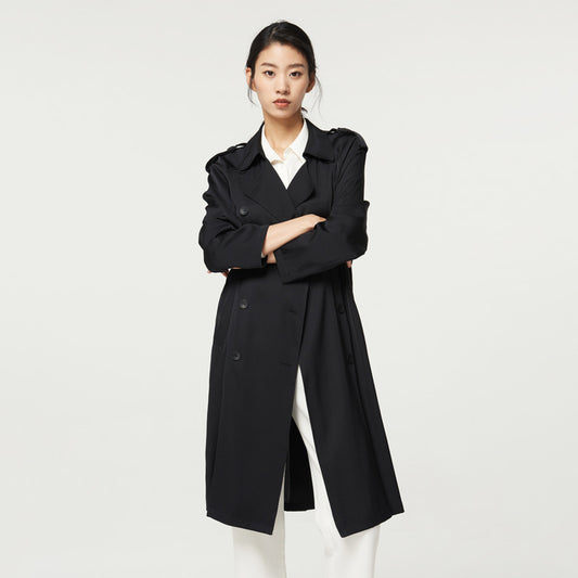 Women's Mid-length Double Silk Trench Coat