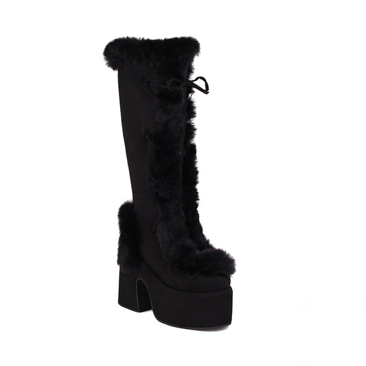 Fur Boots Platform Platform Heel Women's Boots