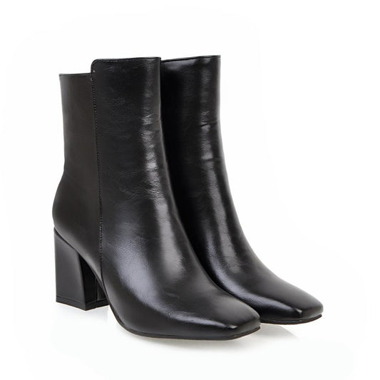high-heeled ankle boots