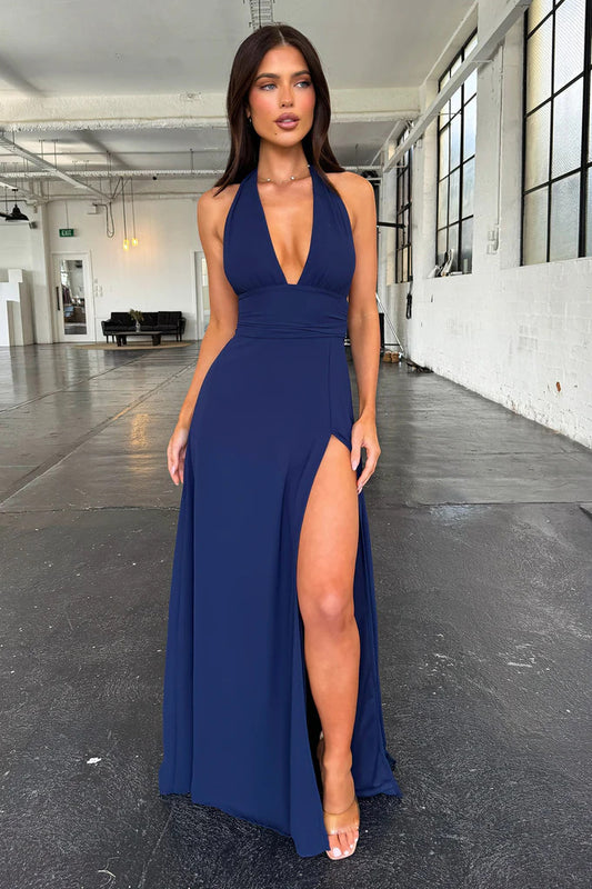 Lady Like Woman Style Lace-up Halterneck Backless Dress