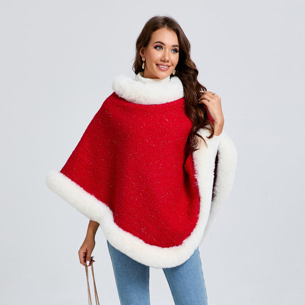 Festive Red Christmas Cape – Unisex Pullover Holiday Poncho