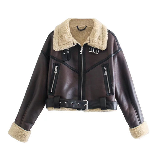 Women's Short Fried Arcade Motorcycle Jacket Top