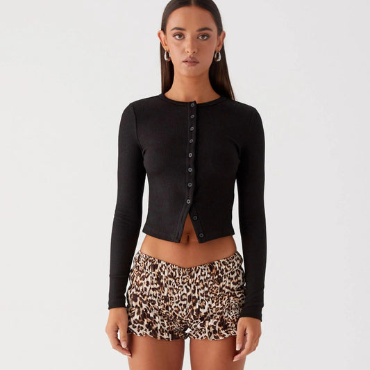 New Solid Color Slim-fit High-grade Long Button Cardigan Top