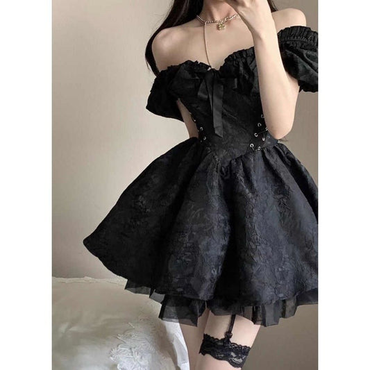 Women's French Black Mini Dress And High-end Dress