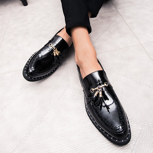 Men's Casual Pointed Creative Solid Color Leather Shoes