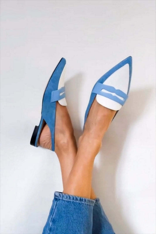 Pumps Pointed Flat Color Low Square Heel Plus Size Women