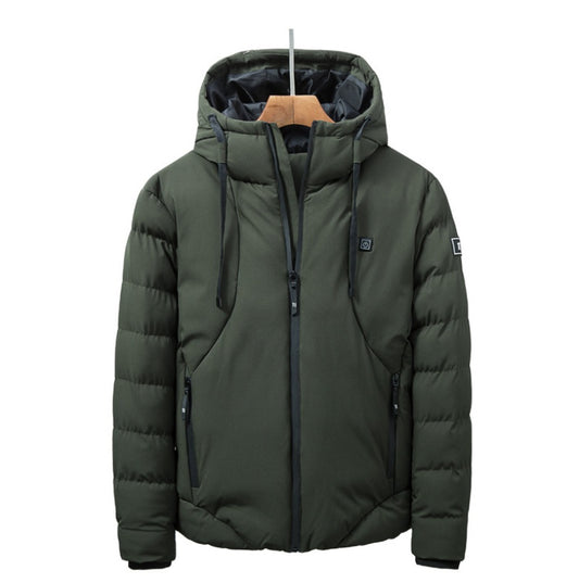Men Women Cotton Coat USB Smart Electric Heated Jackets Winter Thicken Down Hooded Outdoor Hiking Ski Clothing 7XL