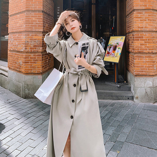 Women's Loose Coat Mid-length Casual Windbreaker Jacket