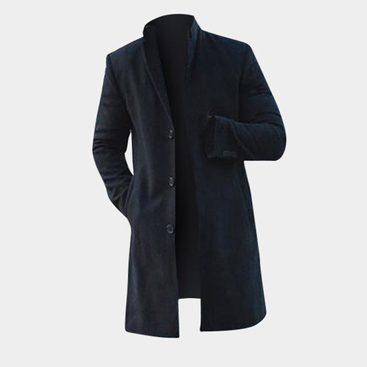 Winter Men's Trench Long Jackets Coats Overcoat Classic Jackets Solid Slim Fit Outwear Hombre Men Clothes Khaki Black