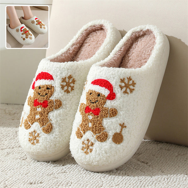 Christmas Gingerbread Fuzzy Slippers