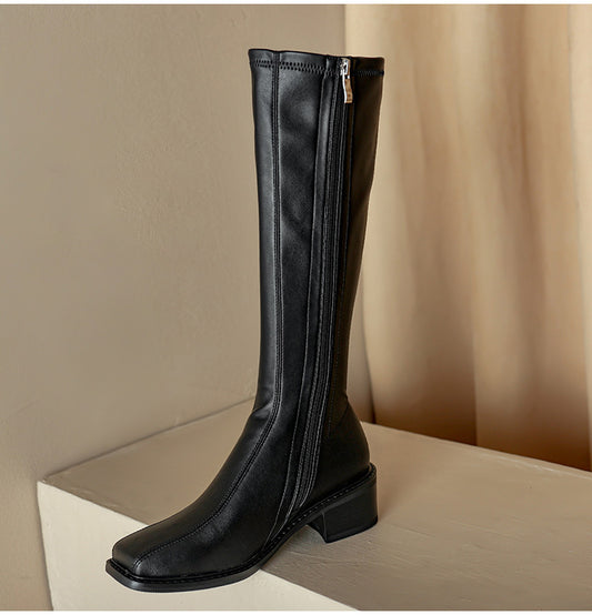 Women New Boots But Knee Side Zipper