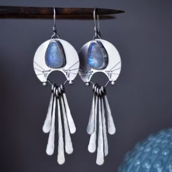 Vintage Geometric Tassel Drop Earrings – Bohemian Fringe Dangles