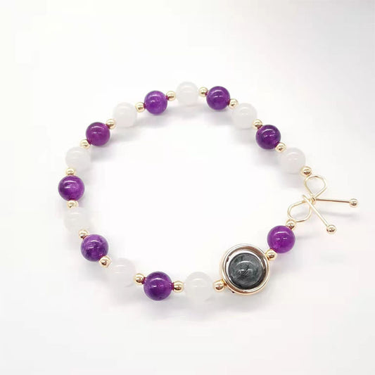 Yunjin New Crystal White Moonlight Amethyst Bracelet For Women