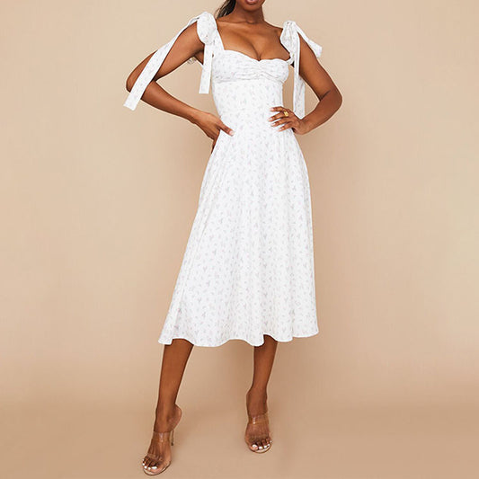 Sling Sexy Floral Bottoming Slit Dress