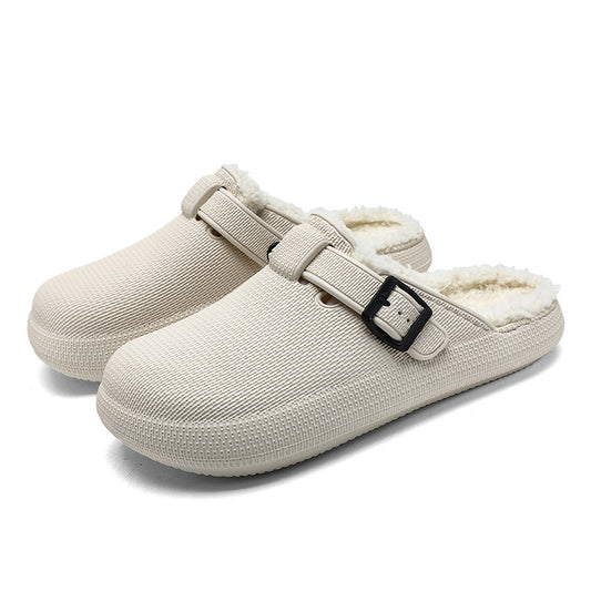Autumn And Winter Eva Soft Bottom Home Travel Fleece-lined Slippers