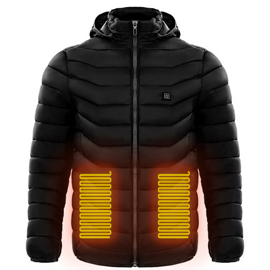Men Heated Puffer Jacket Electric Heating Coat Insulated Hood Windbreaker