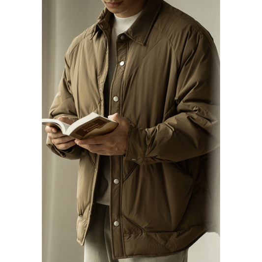 Shirt Collar Down Jacket Men's Winter Rhombus Tooling