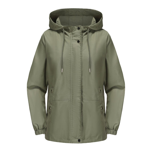 Women's Loose Windproof Jacket Hooded Long Sleeve