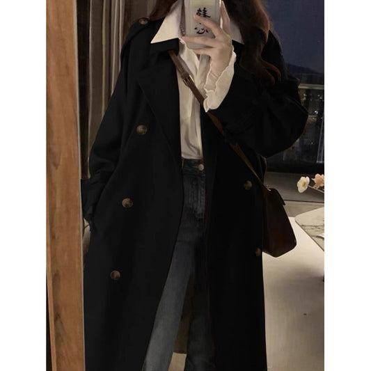 Spring And Autumn British Style Mid-length Early Autumn Trench Coat For Women