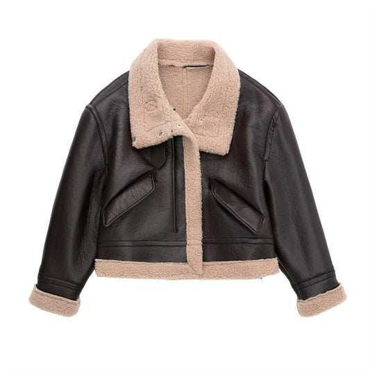 Lapel Fleece Jacket Fur Integrated Short Coat