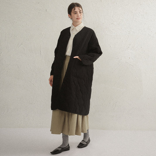 Autumn And Winter Robe Cotton Coat Three-layer Quilted Chic Long Thick Cardigan
