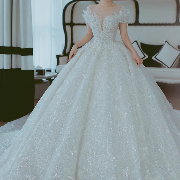 Off Shoulder French Lace Wedding Dress