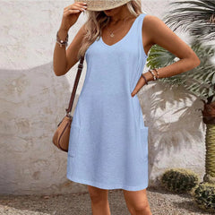 Women's Casual Vest With Pockets Dress