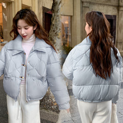 Puff Loose Casual Rhombus Coat Elegant Cotton-padded Puffer Jacket