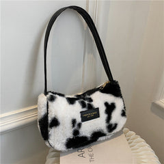 Women's plush plaid underarm bag - view 3