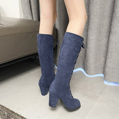 Plus Size Simple Lace Up Knight Boots Children's