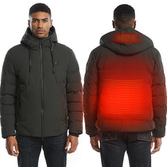 Men Women Cotton Coat USB Smart Electric Heated Jackets Winter Thicken Down Hooded Outdoor Hiking Ski Clothing 7XL