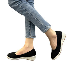 Spring Wedge Round Toe Hemp Rope Pumps Women