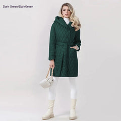 Fashion Woman Cotton Dress Coat Solid Color Hooded Warm Puffer Jacket
