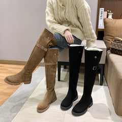 Thick-heeled Over-the-knee Plus Fleece Snow Boots
