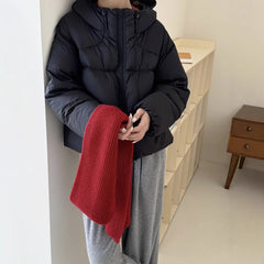 White Duck Down Puff Fluffy Hooded Down Puffer Jacket